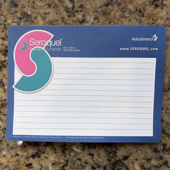 MouseWrite McAuliffe‎ Notepad Seroquel Prescription Drug Writing Pad AstraZeneca